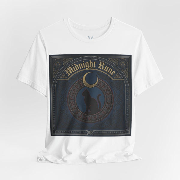 Midnight Rune Cat T-Shirt – Gothic Moon Witch Magic Tee