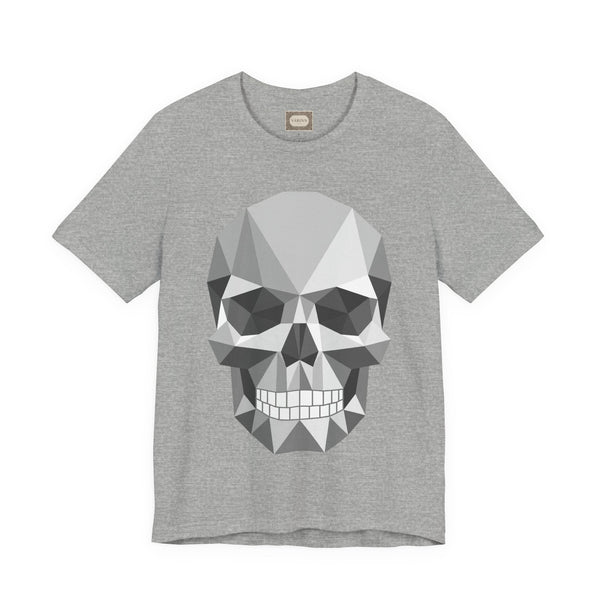Geometric Skull T‑Shirt — Faceted Gray Skull Graphic Tee