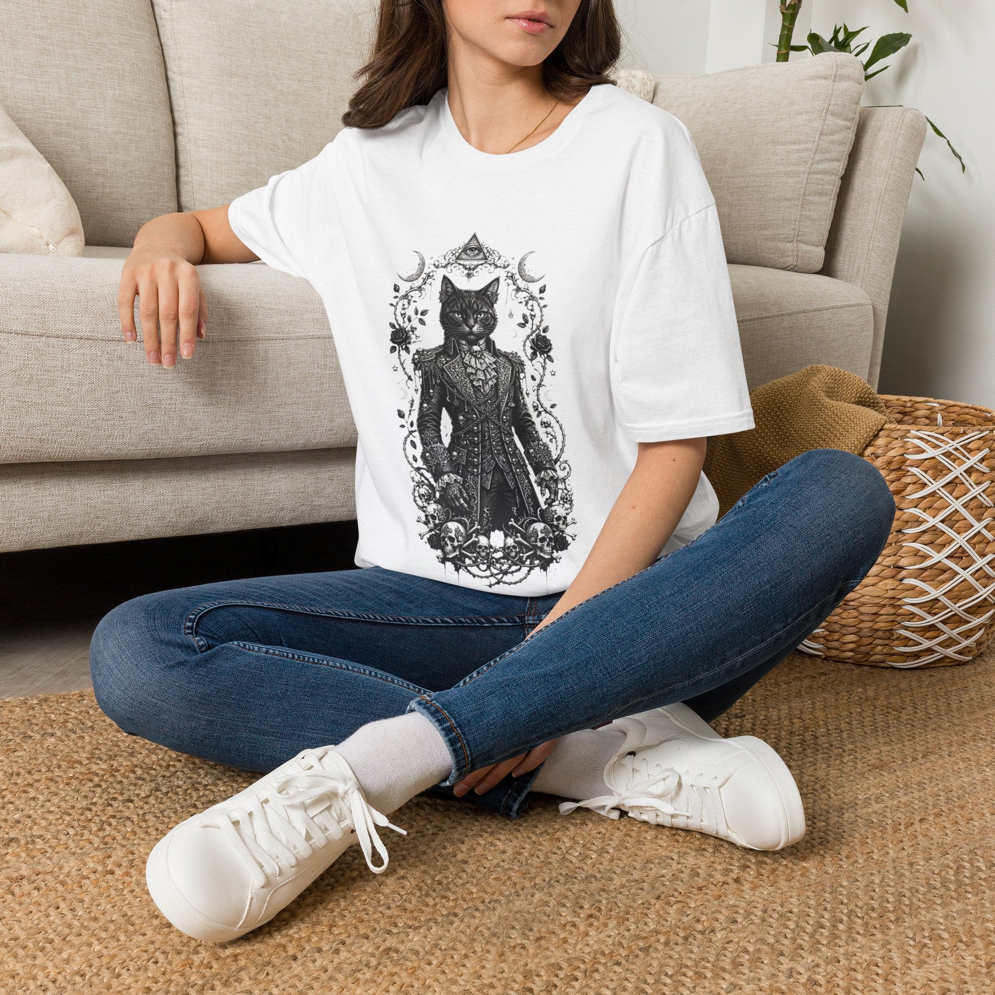 Mystic Gentleman Cat T-Shirt — Occult Cat Portrait Tee