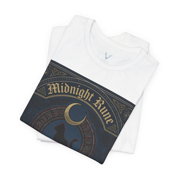 Midnight Rune Cat T-Shirt – Gothic Moon Witch Magic Tee