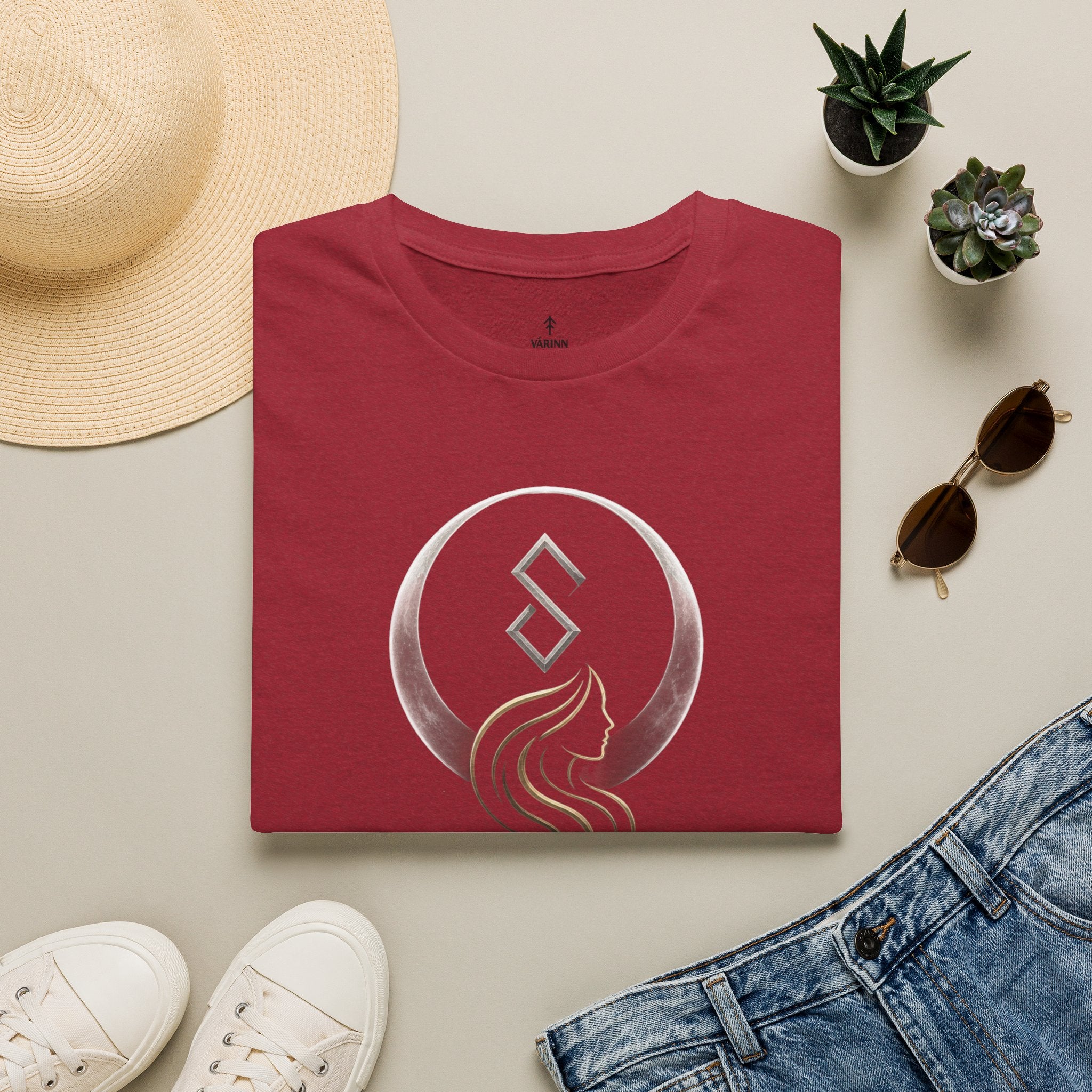 SIF Green Crest T‑Shirt — Celtic Moon & Mermaid Emblem Graphic Tee