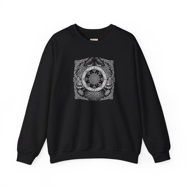 Occult Compass Crewneck Sweatshirt — Mystical Gothic Sun & Moon Graphic