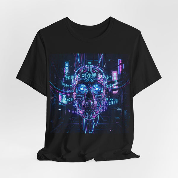 Cyberpunk Skull Tee — Neon Tech Skull Graphic T-Shirt