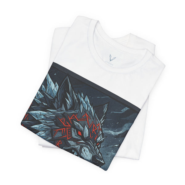 Wolf Head Graphic Tee — Fierce Ice & Red Tribal Wolf T‑Shirt