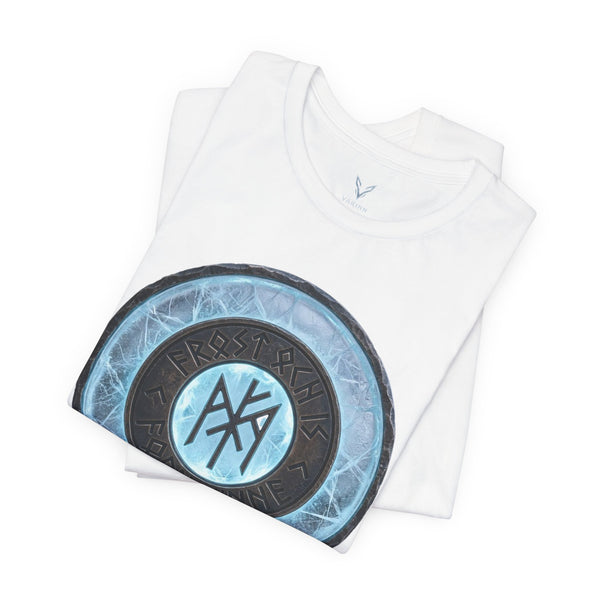 Viking Rune Shield T‑Shirt — Blue Norse Magic Circle Tee