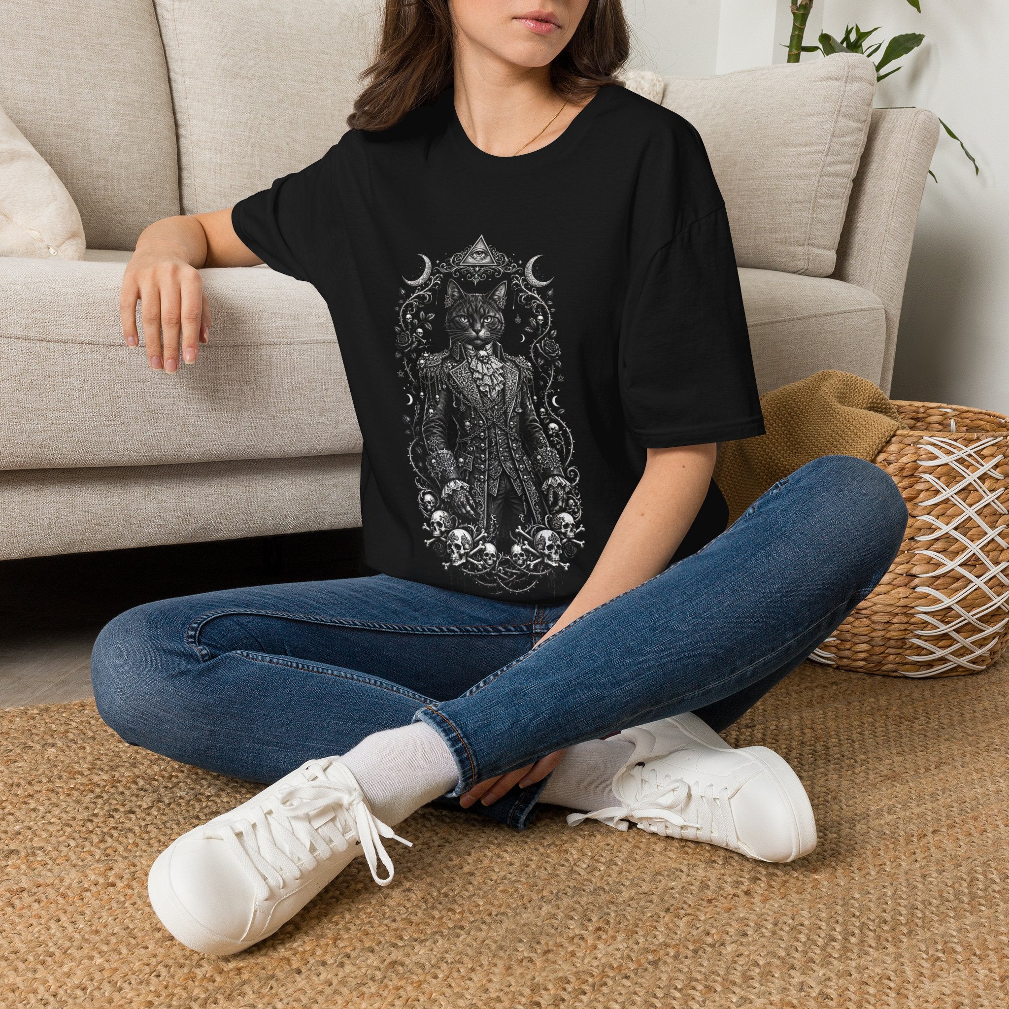 Mystic Gentleman Cat T-Shirt — Occult Cat Portrait Tee