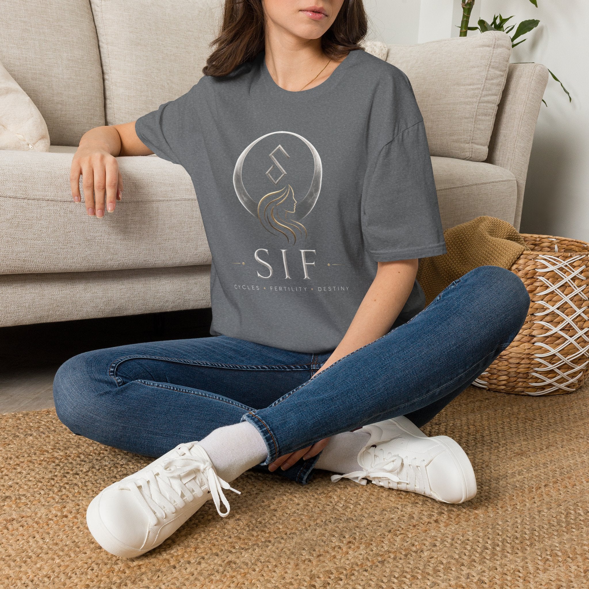 SIF Green Crest T‑Shirt — Celtic Moon & Mermaid Emblem Graphic Tee