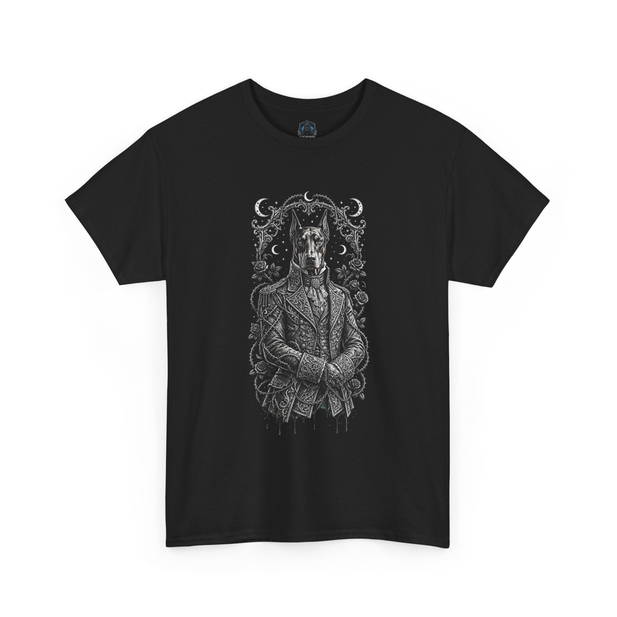 Goth Mystic dog Gentleman T‑Shirt — Gothic Animal Skull Portrait Tee