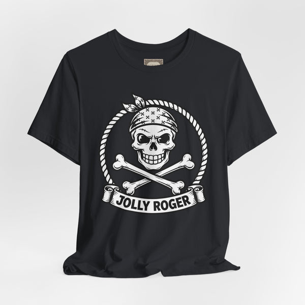 Jolly Roger Pirate Skull T-Shirt — Vintage Nautical Crew Tee