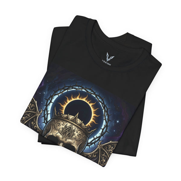 Skull & Bat Wings Tee — Gothic Halo Skull T‑Shirt