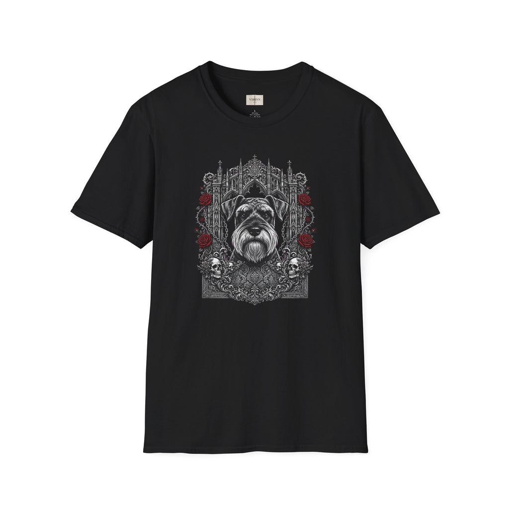 Schnauzer Gothic Rose T-Shirt — Ornate Dog Portrait Tee