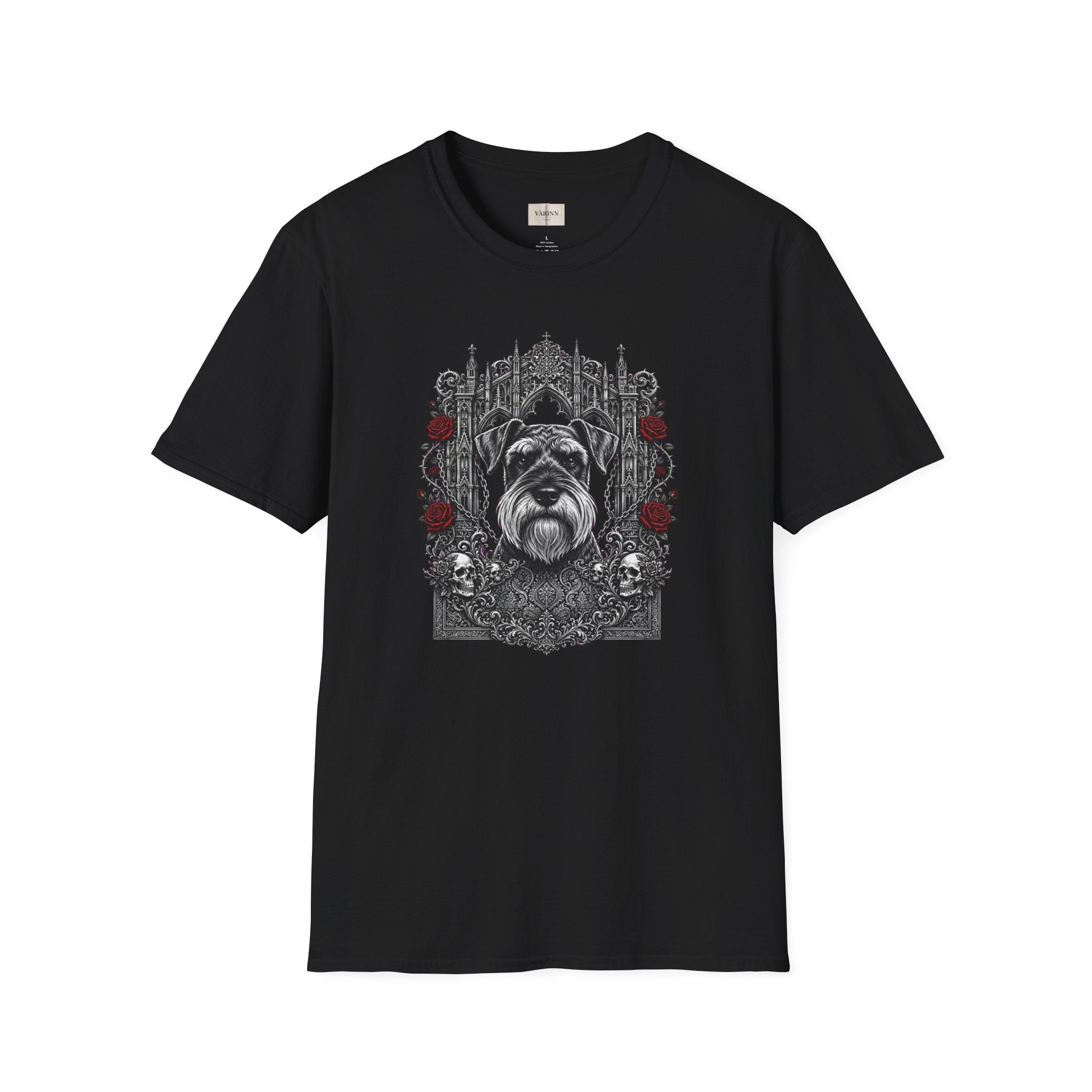 Schnauzer Gothic Rose T-Shirt — Ornate Dog Portrait Tee
