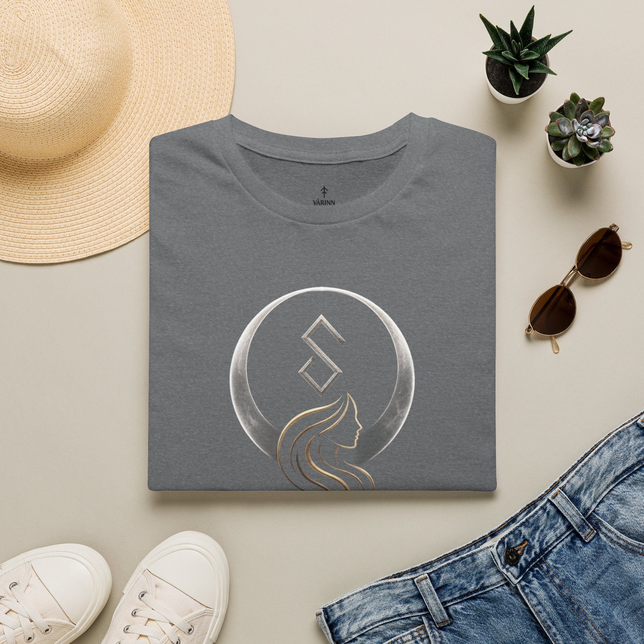 SIF Green Crest T‑Shirt — Celtic Moon & Mermaid Emblem Graphic Tee