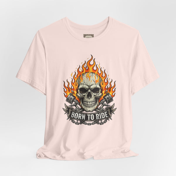 Born to Ride Skull T-Shirt – Flaming Motorcycle Graphic Tee