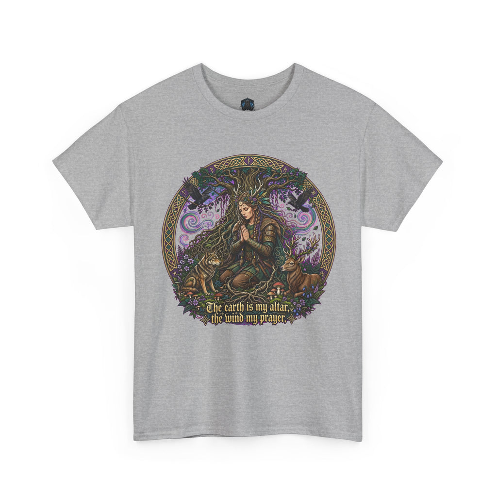 Earth Mother Illustration Tee — "The earth is my altar" Spiritual Nature T-Shirt