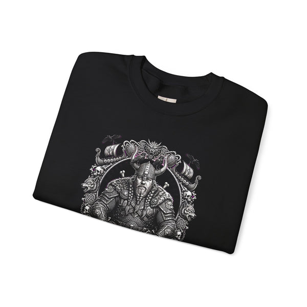 Viking Warrior Crewneck Sweatshirt — Norse Skull & Axe Gothic Design