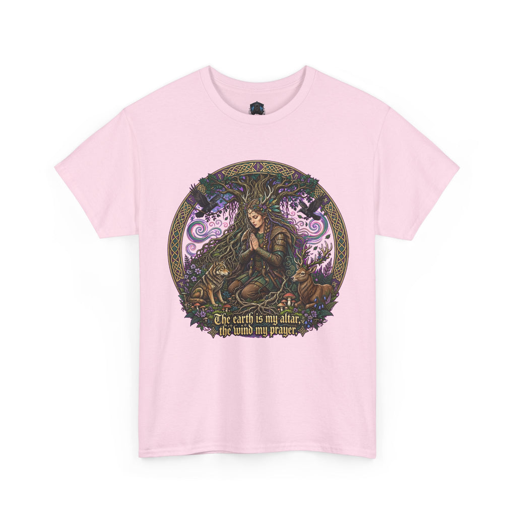 Earth Mother Illustration Tee — "The earth is my altar" Spiritual Nature T-Shirt