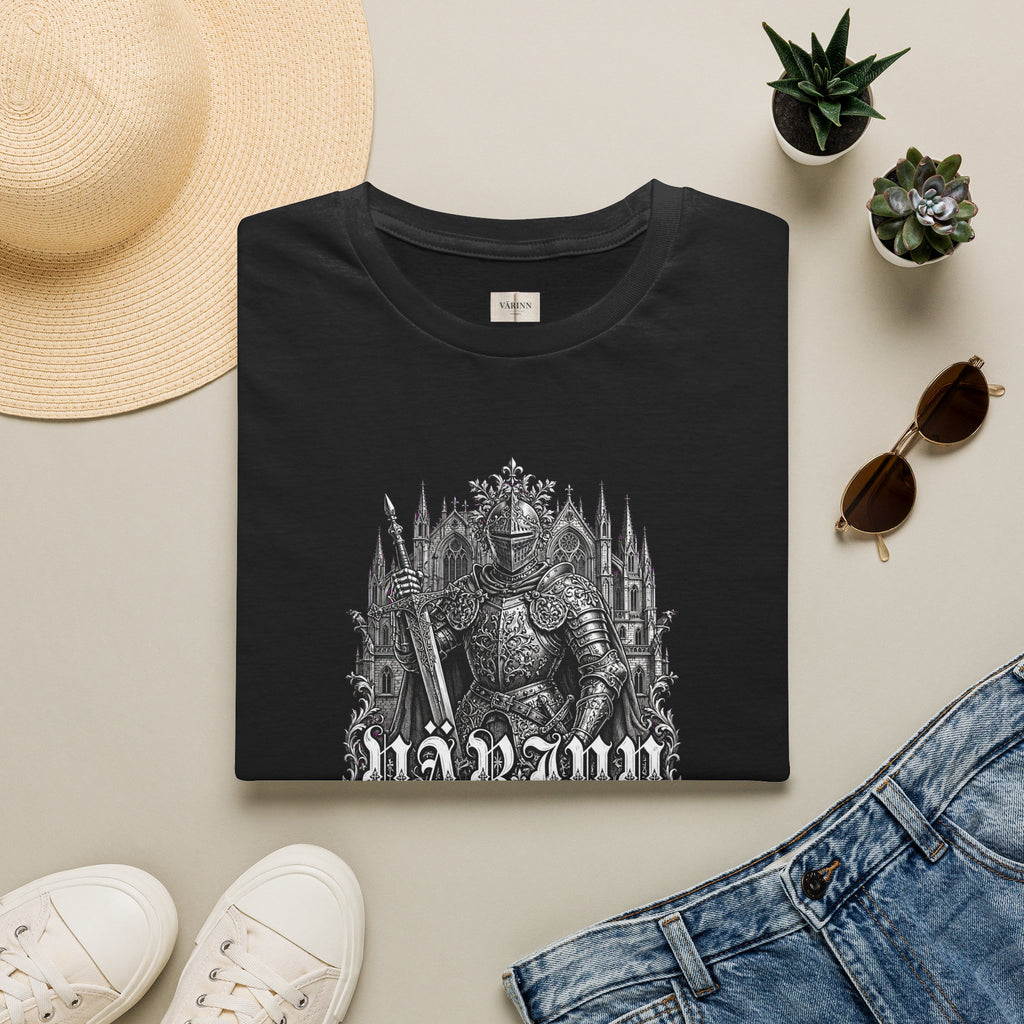 Varinn Medieval Knight T-Shirt — Gothic Armor Illustration with 'Häxan' Text
