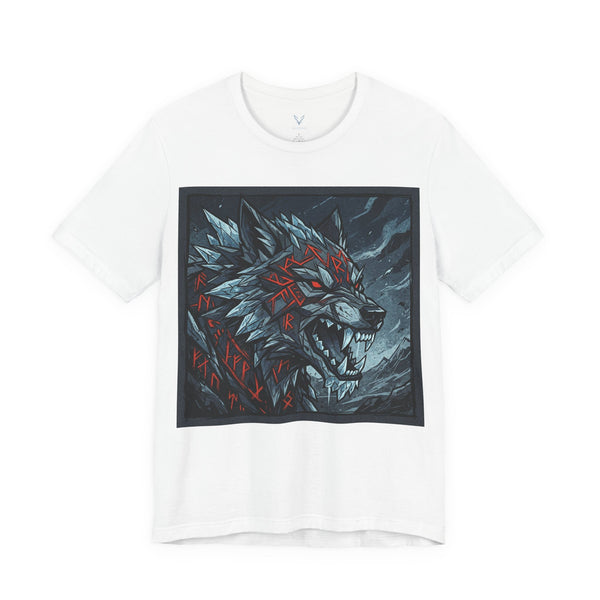 Wolf Head Graphic Tee — Fierce Ice & Red Tribal Wolf T‑Shirt