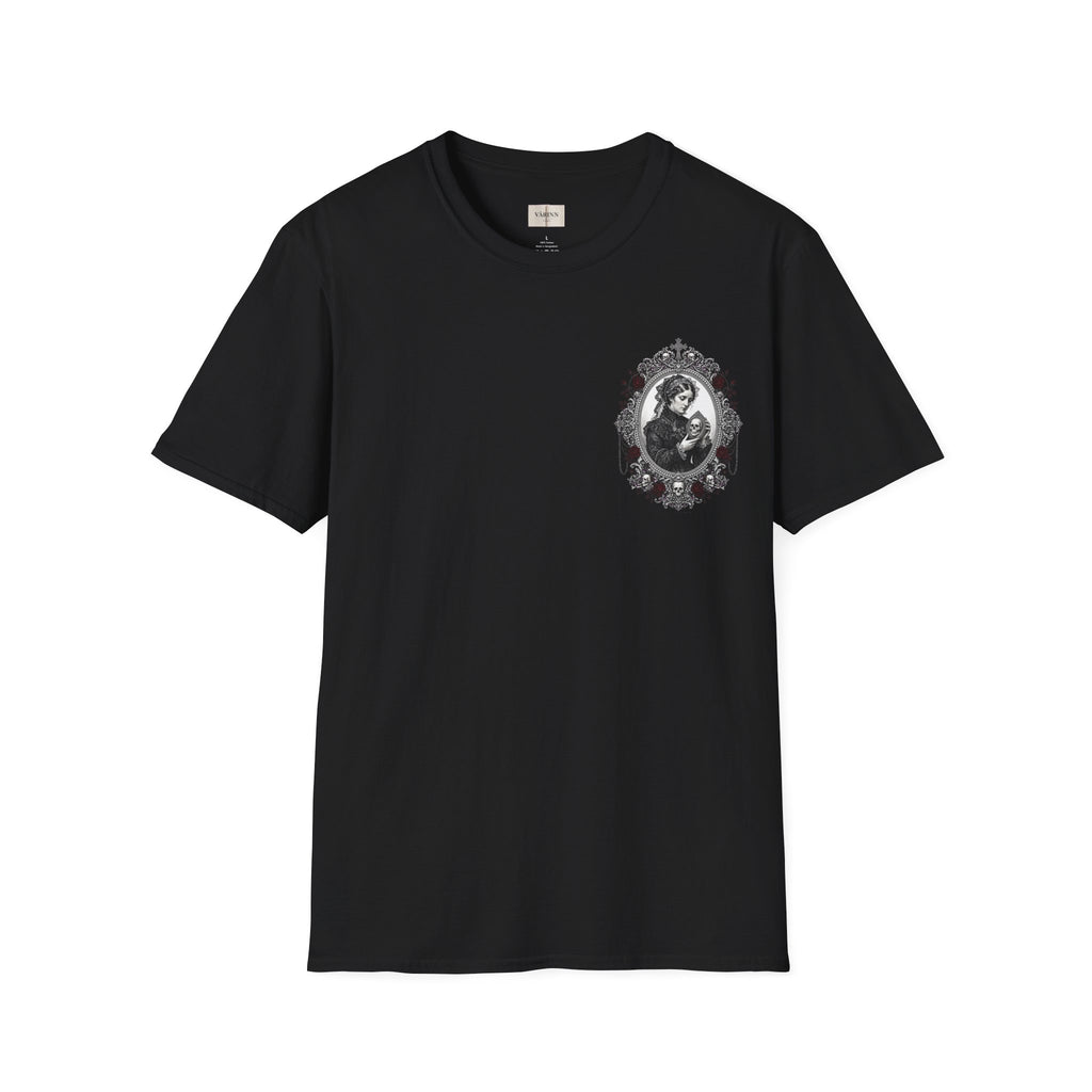 Gothic Madonna & Child Chest Print T‑Shirt — Vintage Religious Portrait Tee