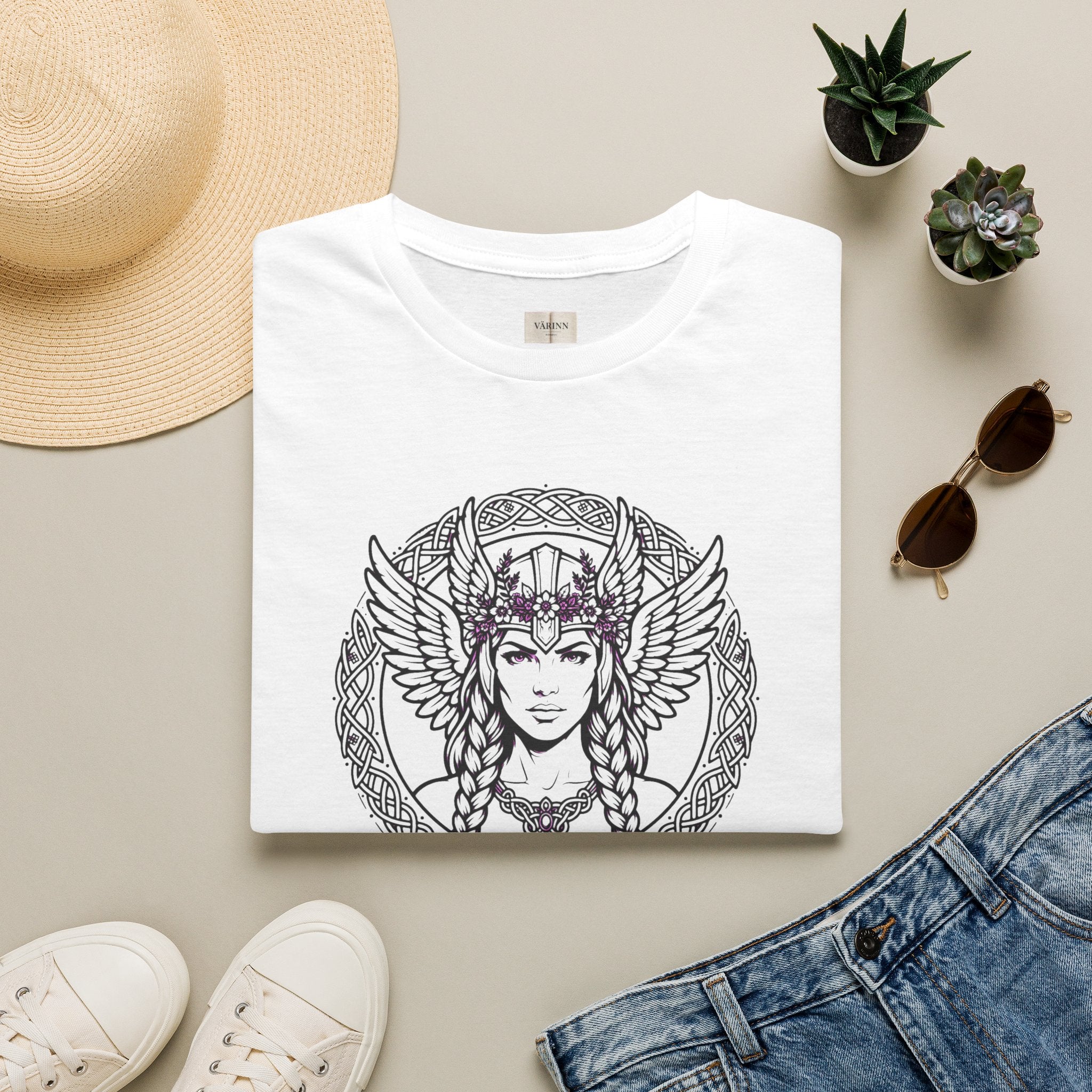 Valkyrie Goddess T-Shirt — Nordic Warrior Woman Illustration