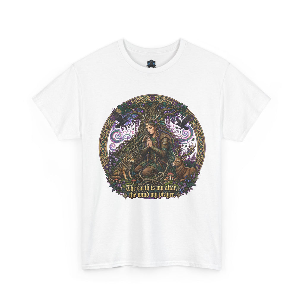 Earth Mother Illustration Tee — "The earth is my altar" Spiritual Nature T-Shirt