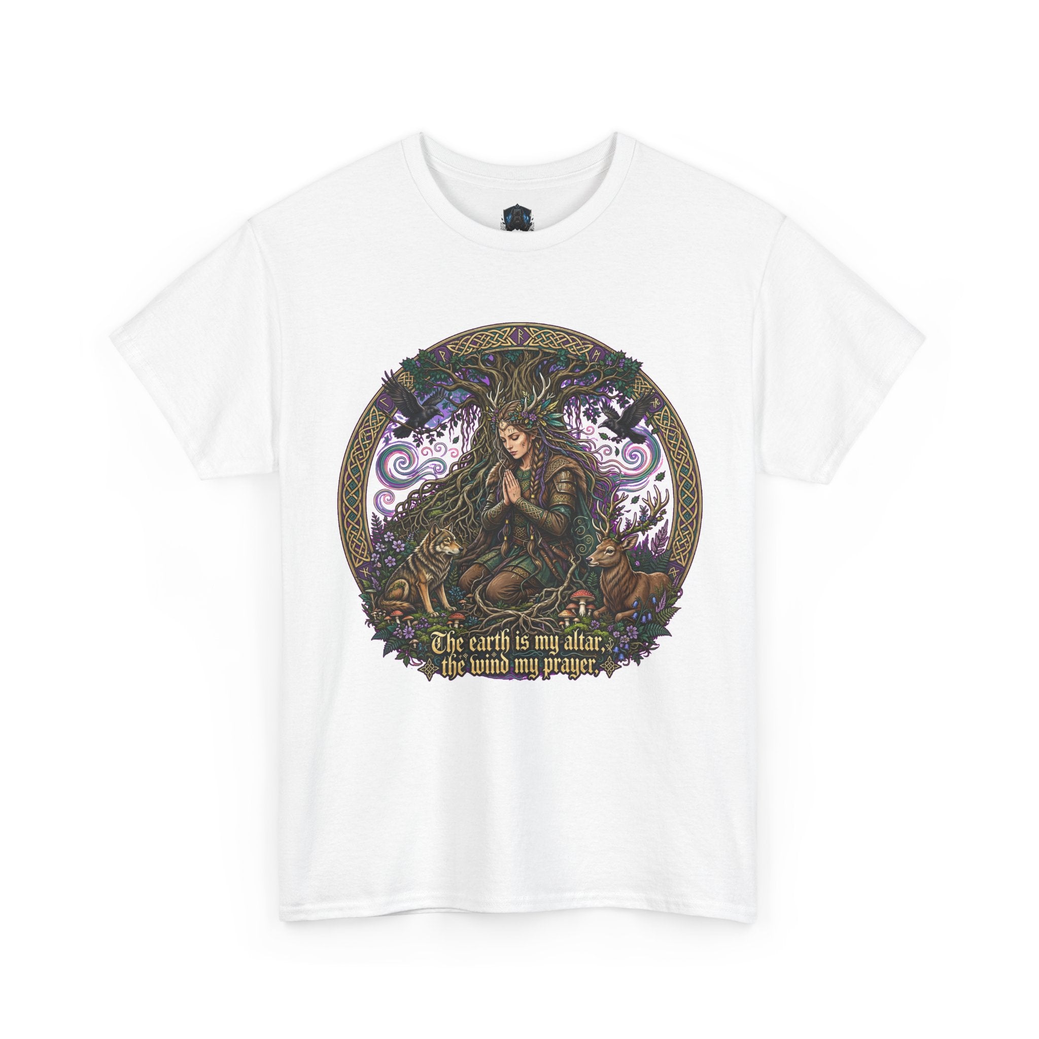 Earth Mother Illustration Tee — "The earth is my altar" Spiritual Nature T-Shirt