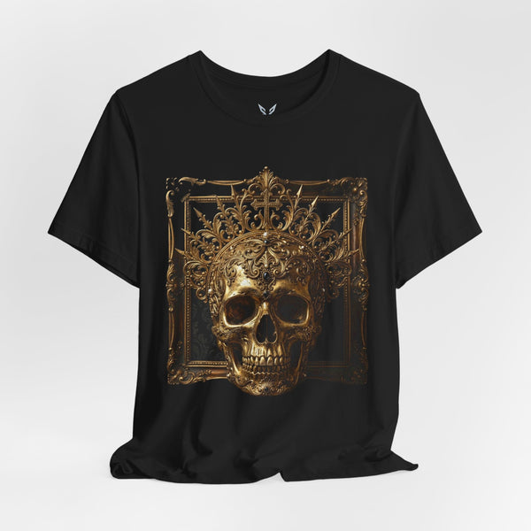 Skull Crown T-Shirt — Gold Ornate Gothic Skull Tee