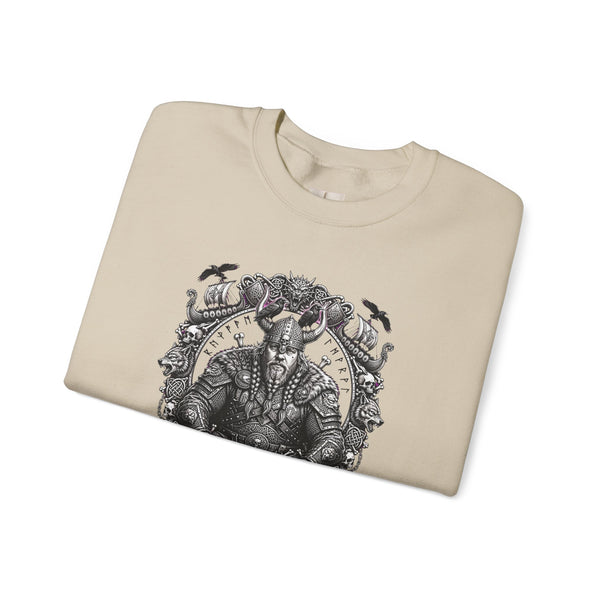 Viking Warrior Crewneck Sweatshirt — Norse Skull & Axe Gothic Design