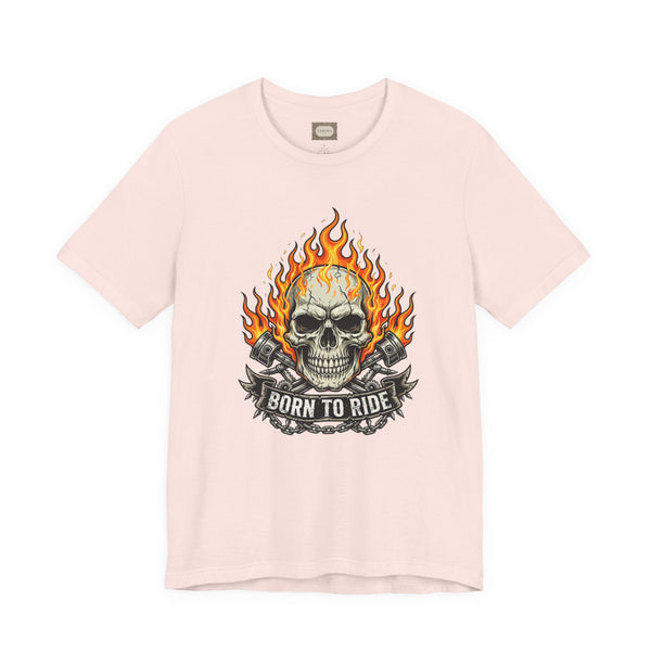 Born to Ride Skull T-Shirt – Flaming Motorcycle Graphic Tee