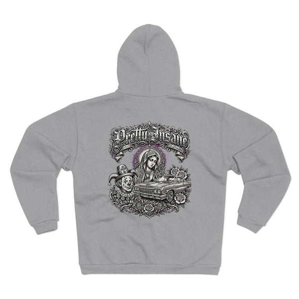 Pretty Insane Zip Hoodie — Gothic Religious Art Graphic Hoodie