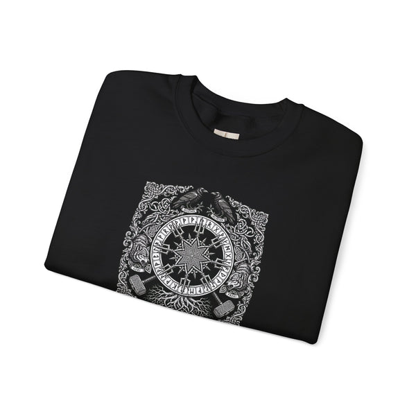 Occult Compass Crewneck Sweatshirt — Mystical Gothic Sun & Moon Graphic