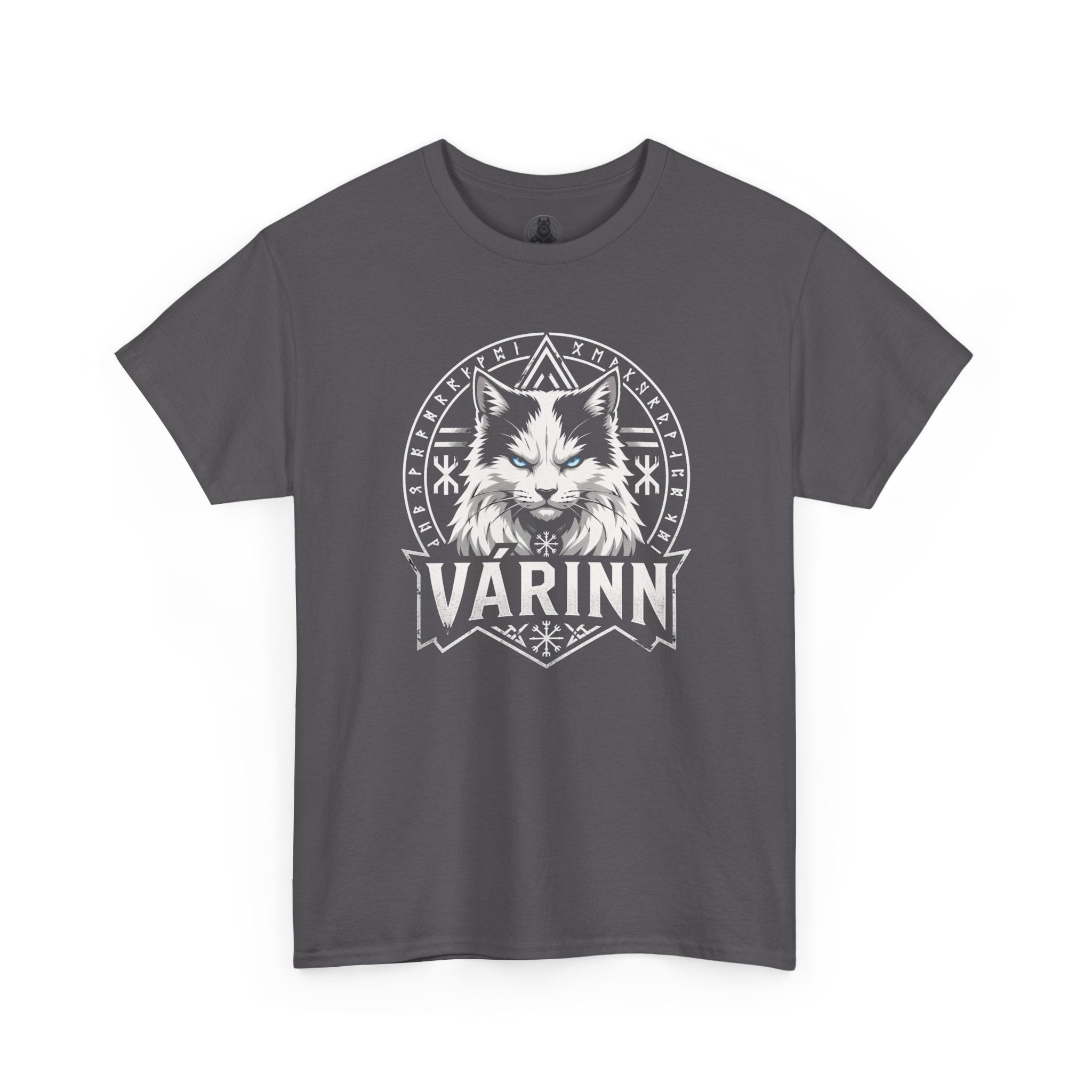 Varinn Viking Cat T‑Shirt — Norse Rune Cat Graphic Tee