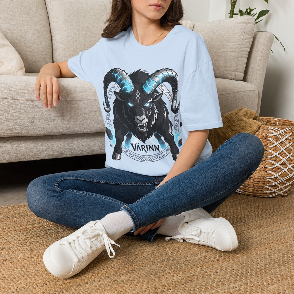 Viking Goat Rune T-Shirt — Varinn Horned Goat Norse Graphic Tee