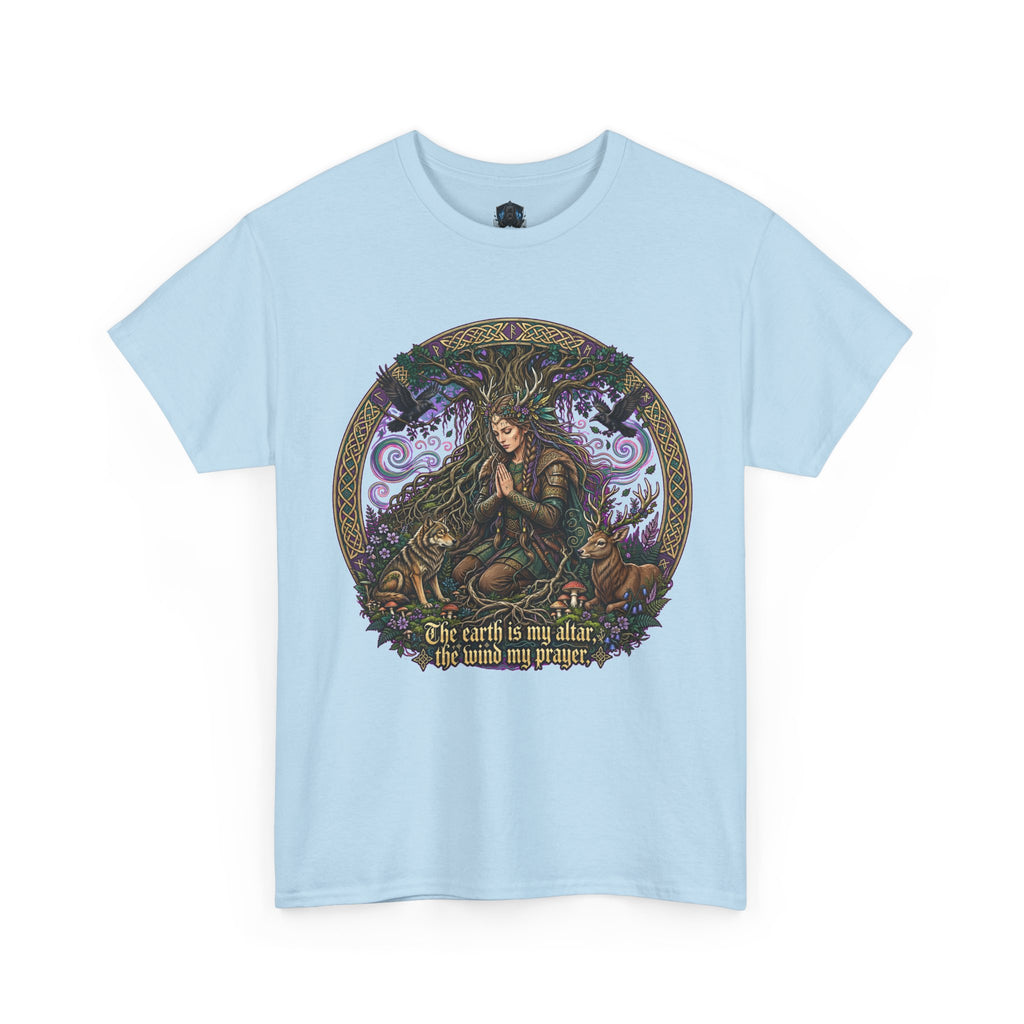 Earth Mother Illustration Tee — "The earth is my altar" Spiritual Nature T-Shirt