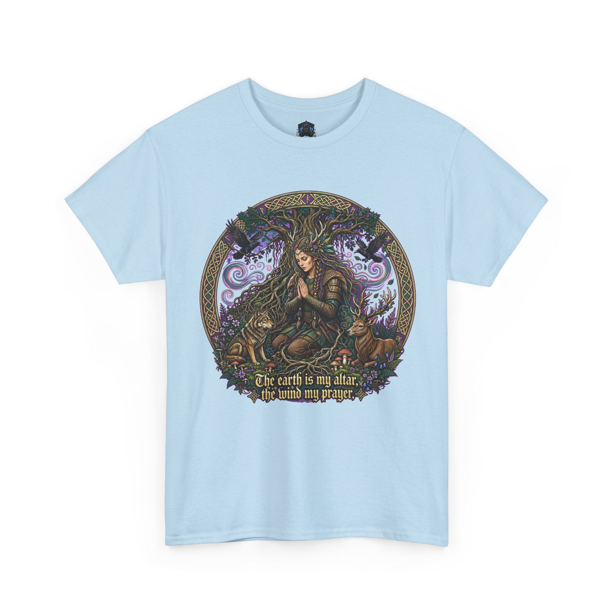 Earth Mother Illustration Tee — "The earth is my altar" Spiritual Nature T-Shirt