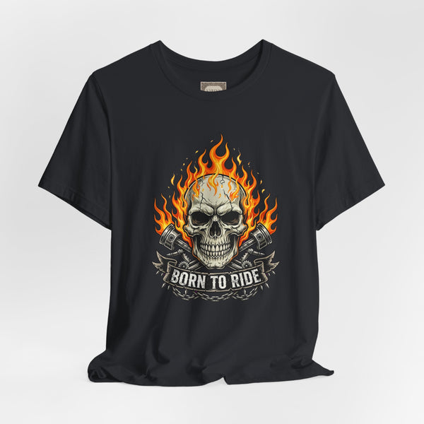 Born to Ride Skull T-Shirt – Flaming Motorcycle Graphic Tee