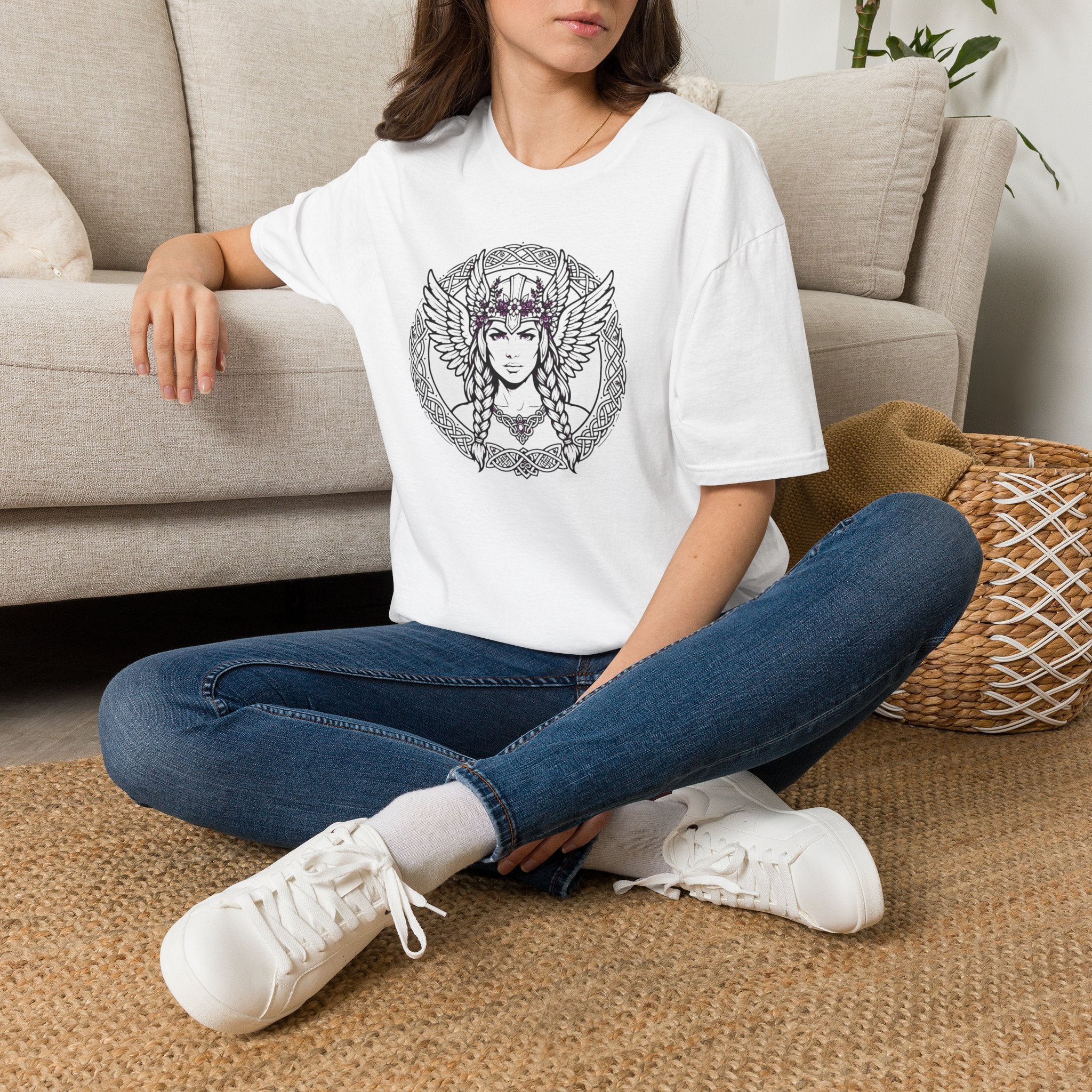 Valkyrie Goddess T-Shirt — Nordic Warrior Woman Illustration