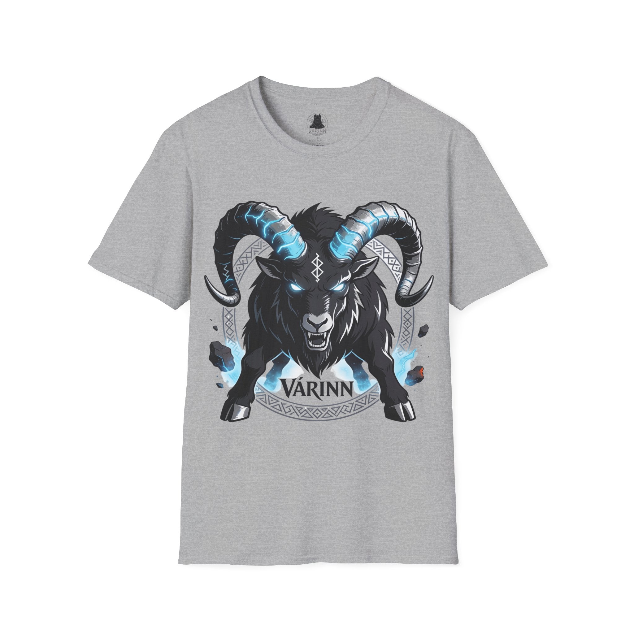 Viking Goat Rune T-Shirt — Varinn Horned Goat Norse Graphic Tee