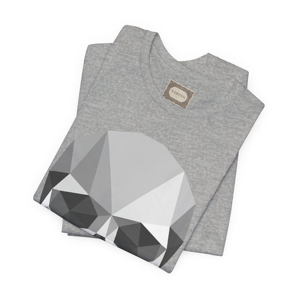 Geometric Skull T‑Shirt — Faceted Gray Skull Graphic Tee