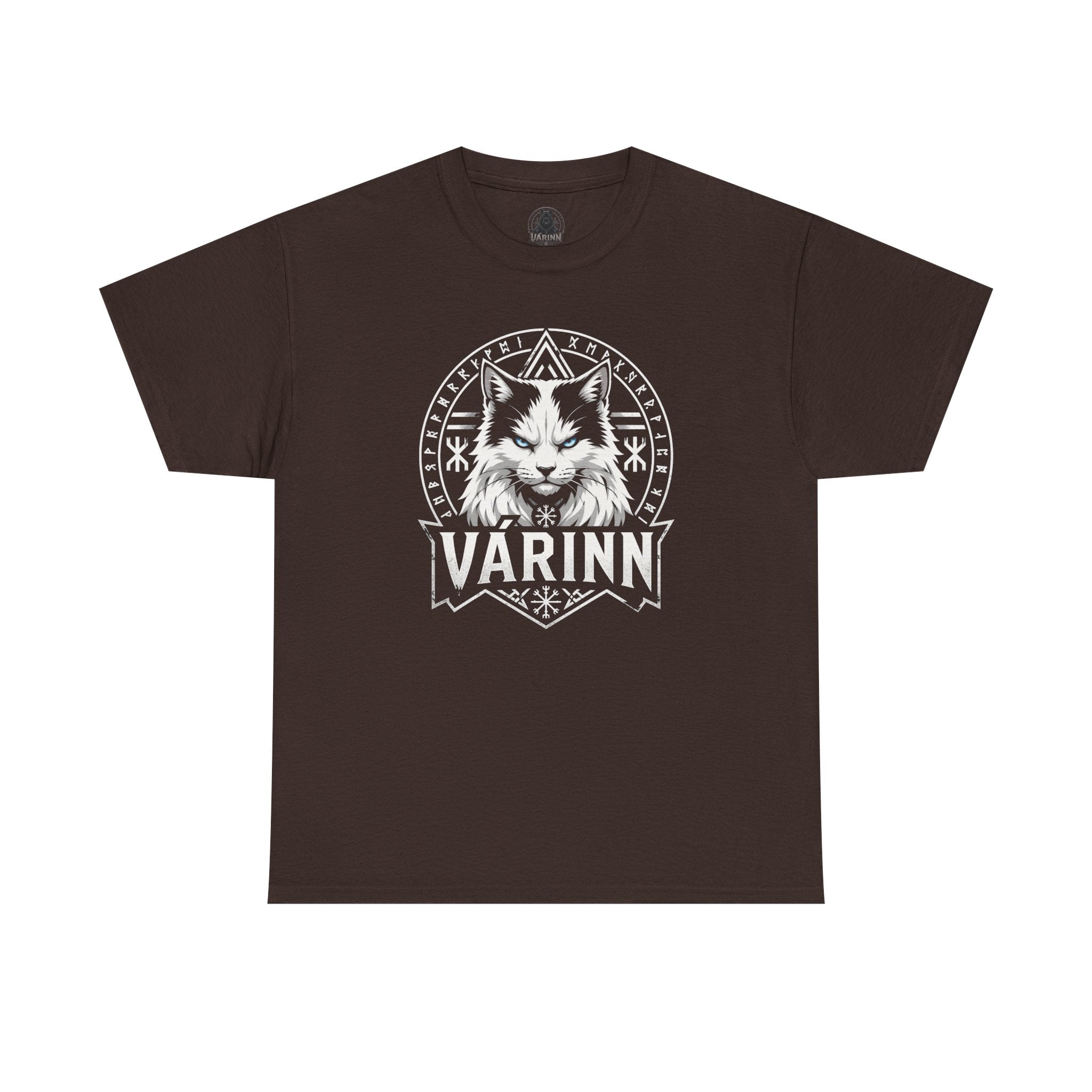 Varinn Viking Cat T‑Shirt — Norse Rune Cat Graphic Tee