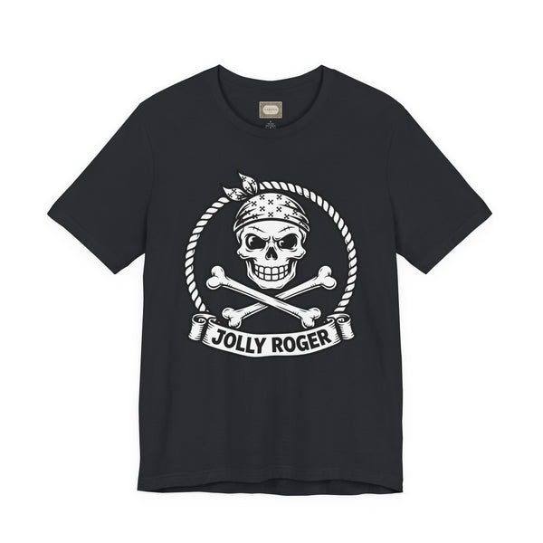 Jolly Roger Pirate Skull T-Shirt — Vintage Nautical Crew Tee
