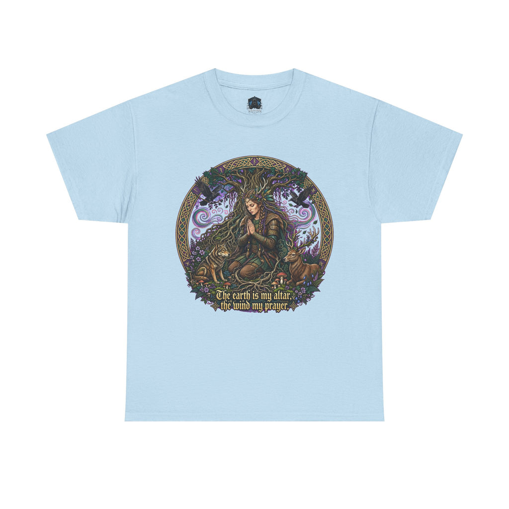 Earth Mother Illustration Tee — "The earth is my altar" Spiritual Nature T-Shirt