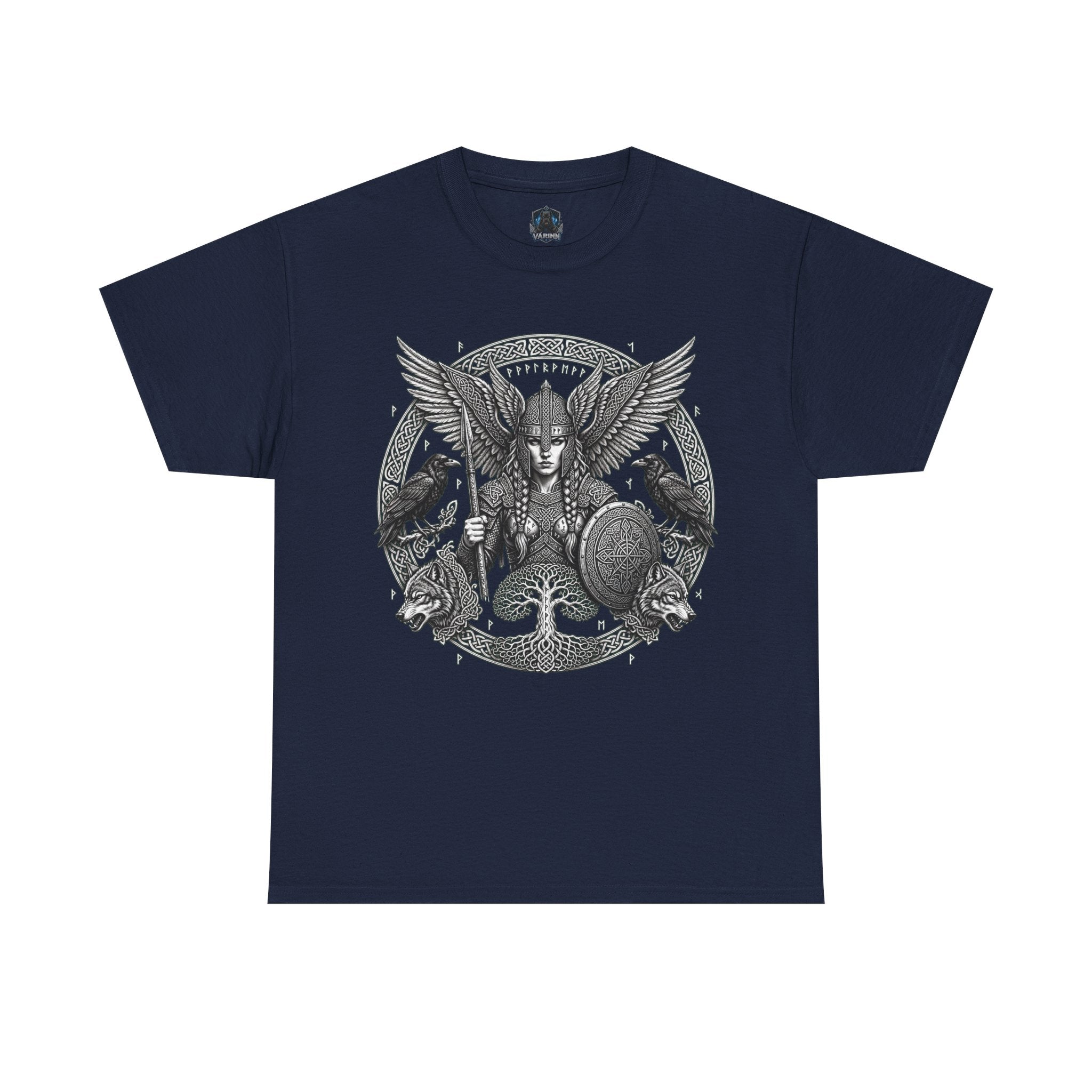 Valkyrie Shield Tee — Norse Warrior Graphic T-Shirt