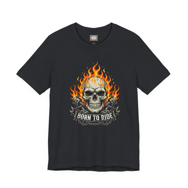 Born to Ride Skull T-Shirt – Flaming Motorcycle Graphic Tee