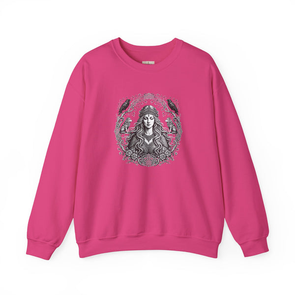 Witchy Goddess Crewneck Sweatshirt – Mystical Raven Illustration