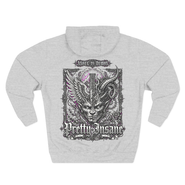 Pretty Insane Graphic Hoodie — Demon Wing Skull Back Print, Chest Emblem