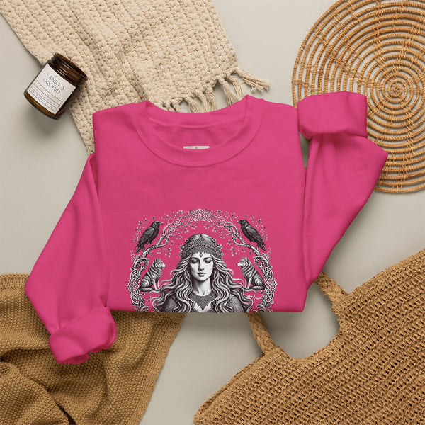 Witchy Goddess Crewneck Sweatshirt – Mystical Raven Illustration