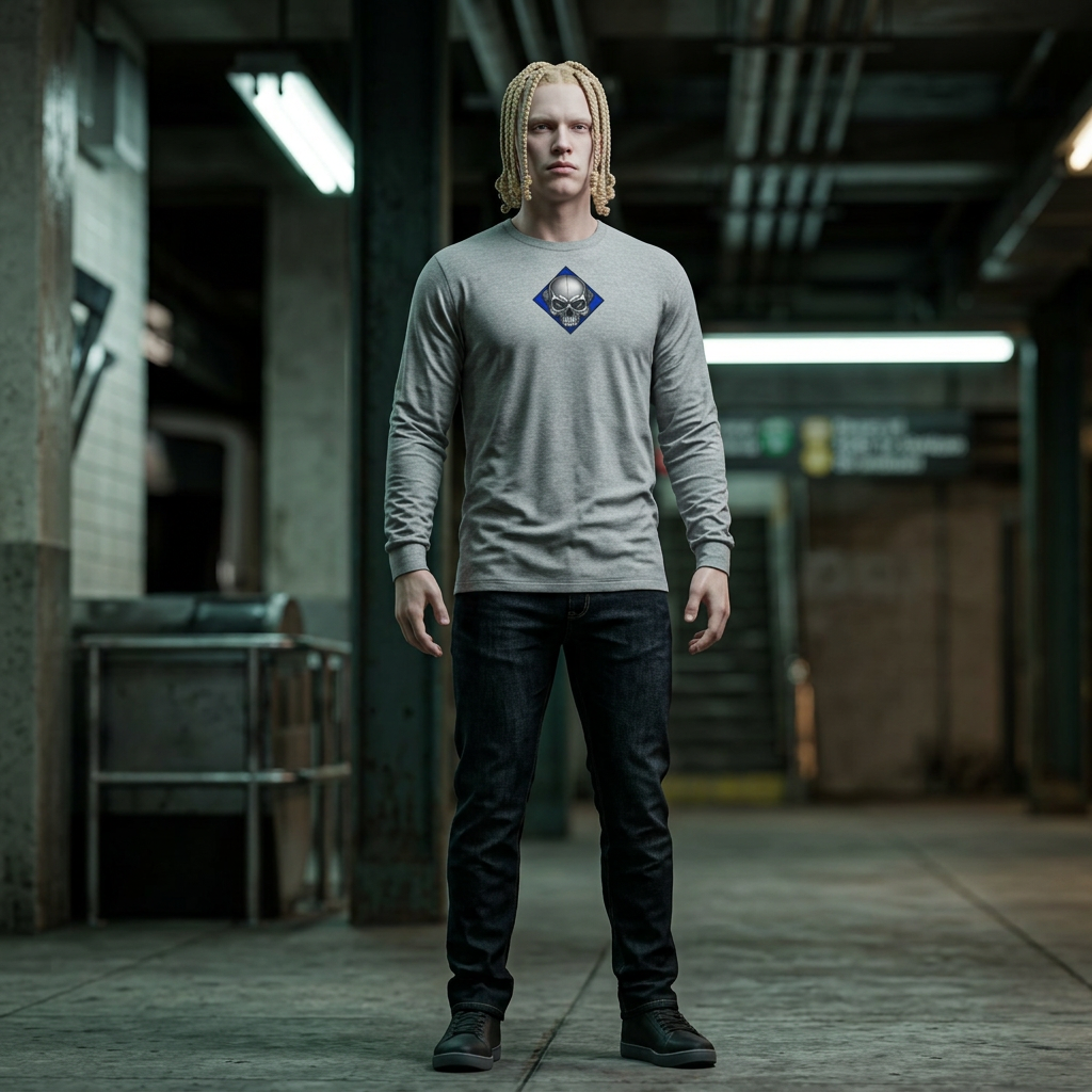 Nordic Gods Motorcycle Club Long Sleeve Tee — Viking Helmet Crest