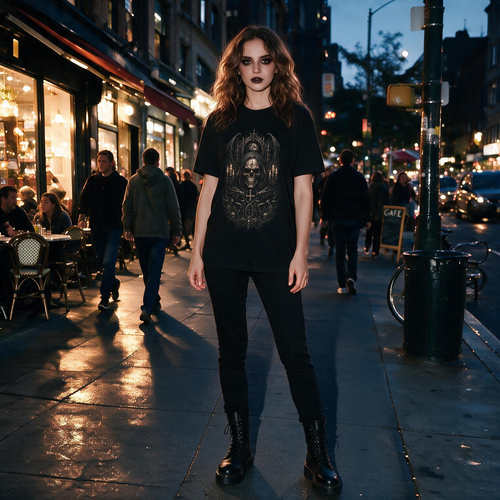 Goth Mystic dog Gentleman T‑Shirt — Gothic Animal Skull Portrait Tee